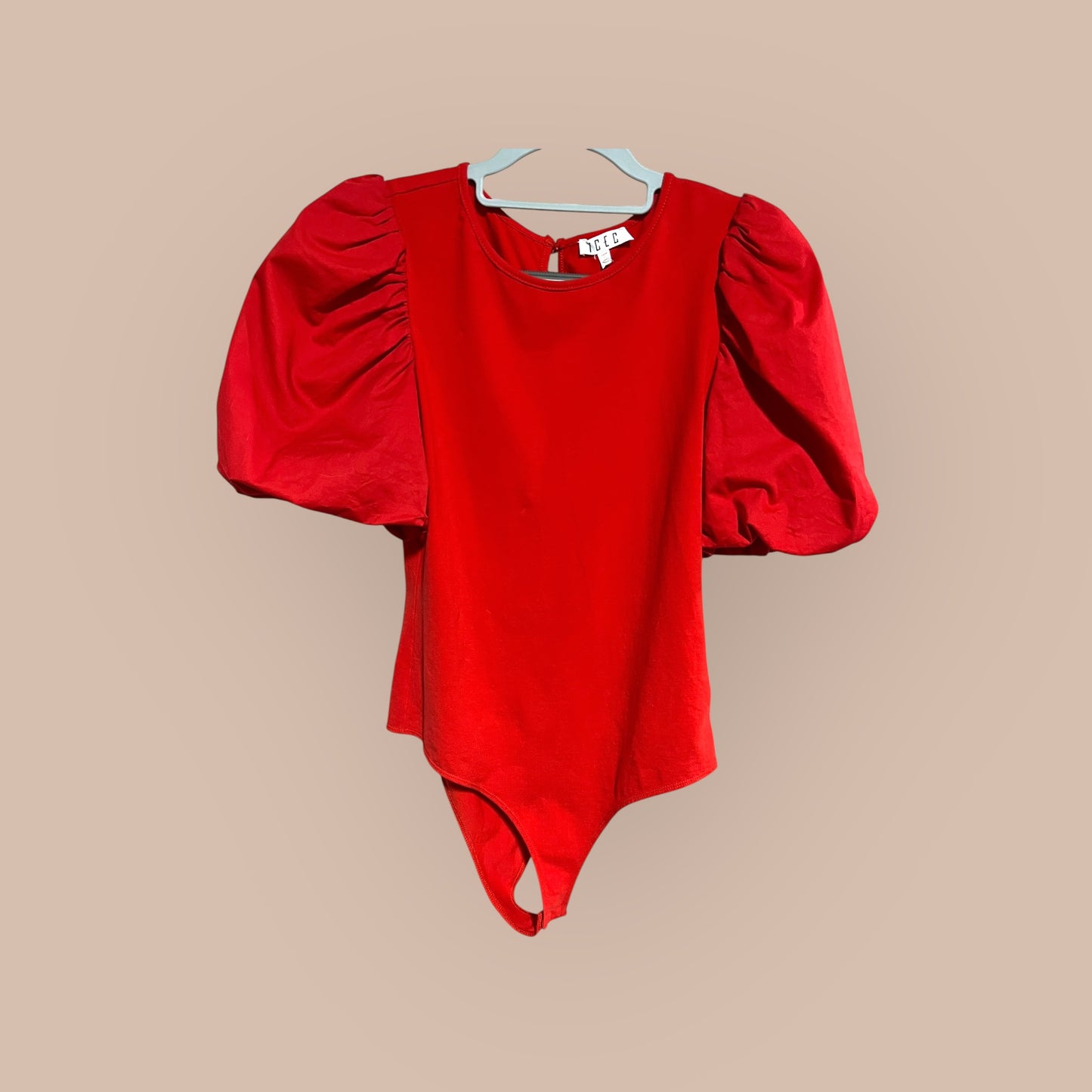 RED TCEC BUBBLE SLEEVE BODY SUIT, LARGE