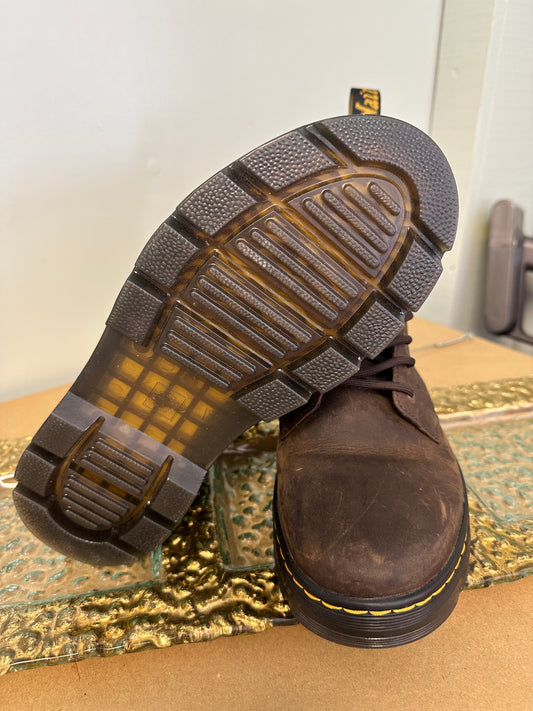 BROWN DR. MARTENS LEATHER BOOTS, 8/9