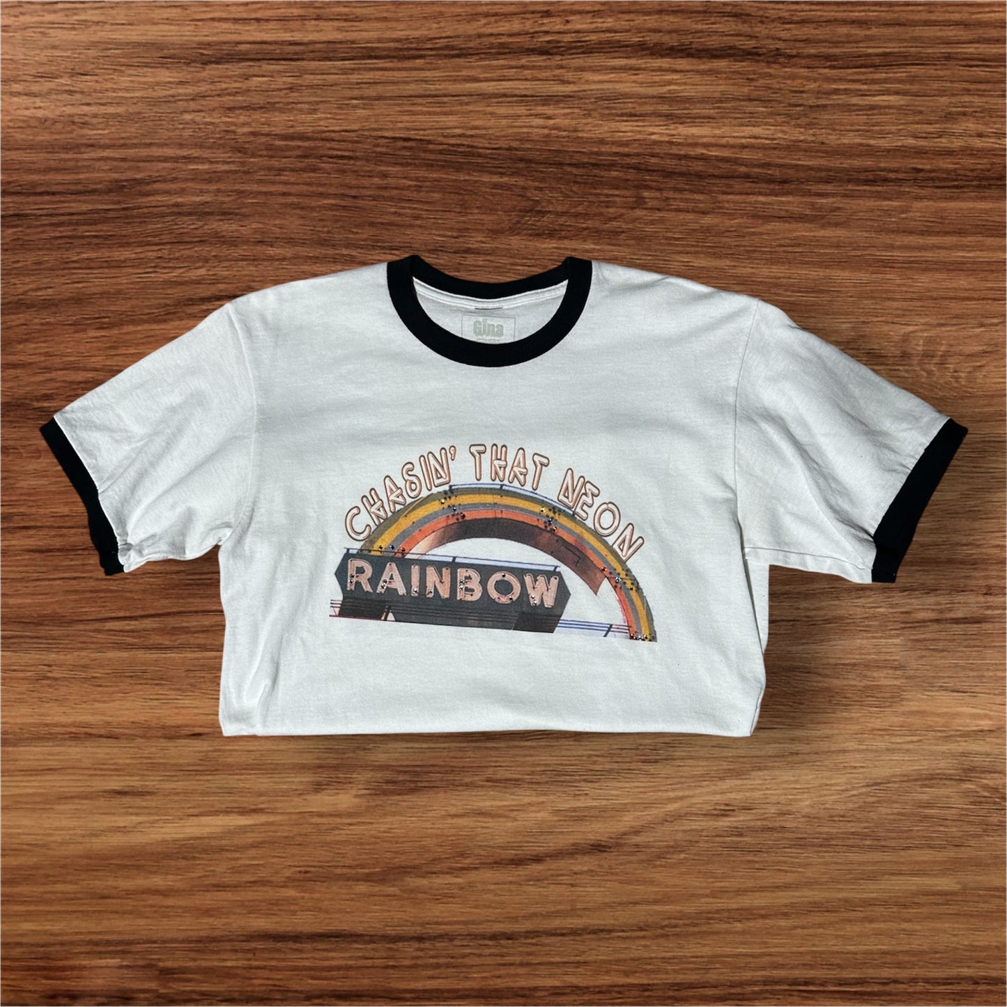 WHITE/ MULTI GINA TEE CHASIN THAT NEON RAINBOW, MED