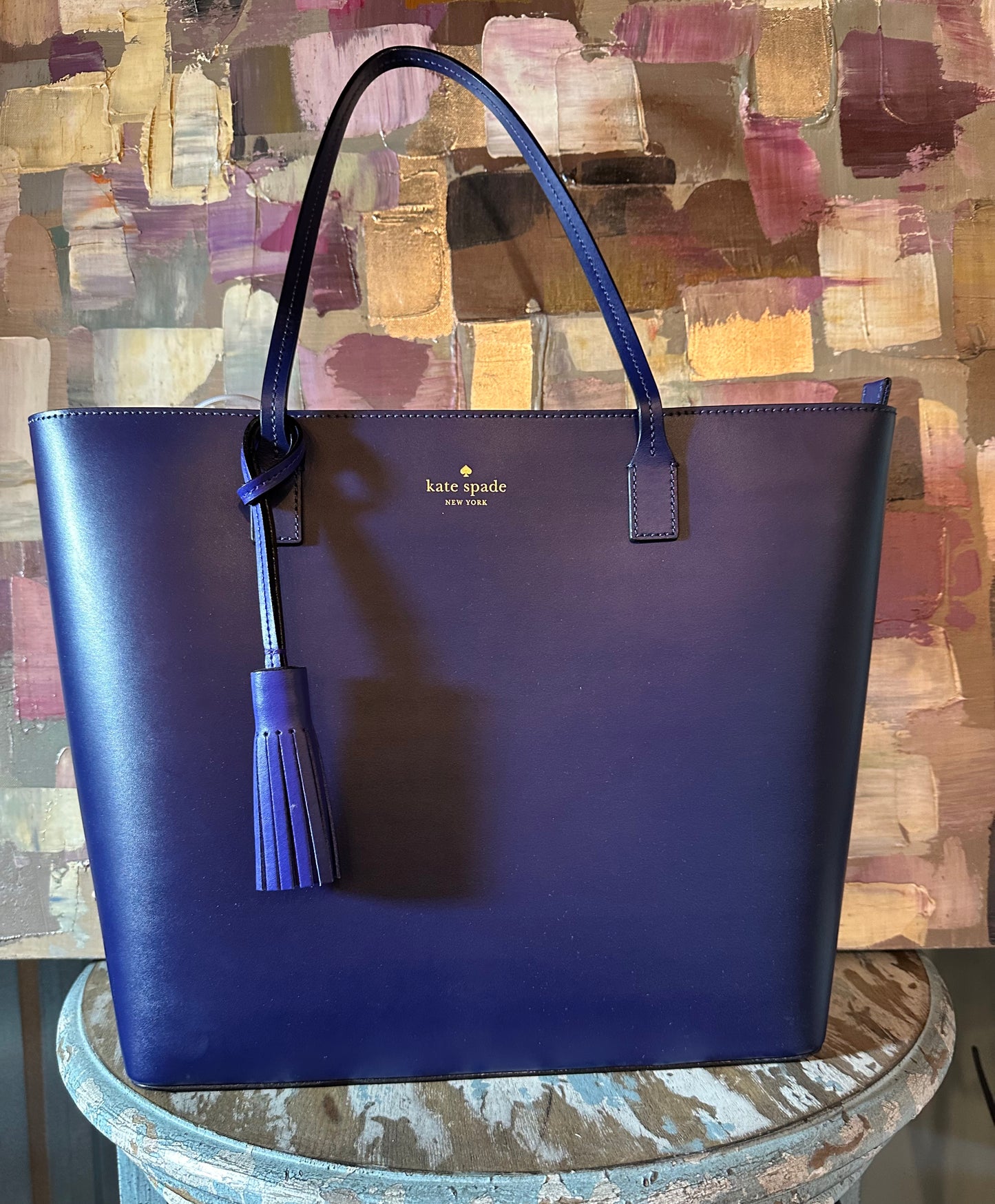 BLUE KATE SPADE LEATHER TOTE
