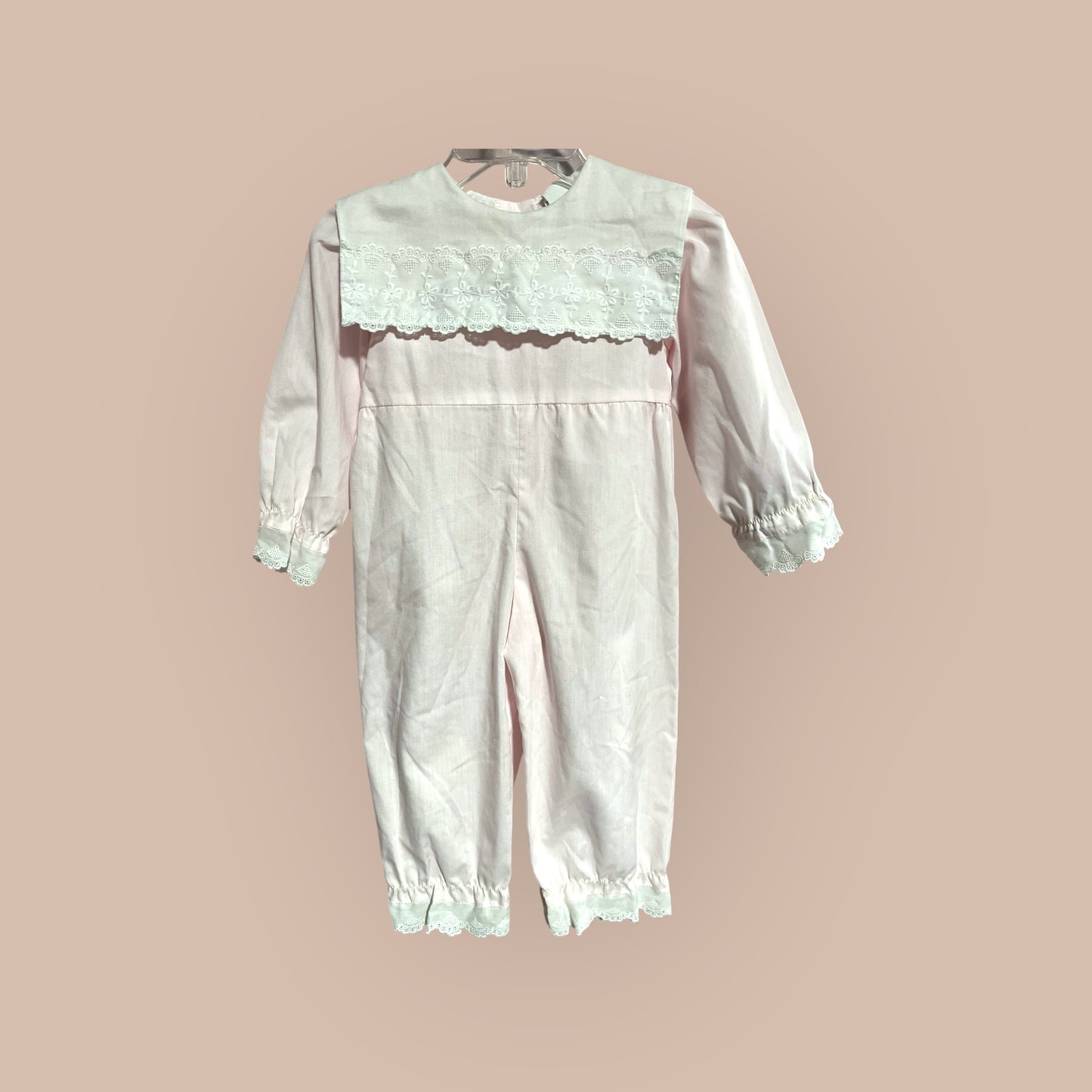 PINK/ WHITE RENEE MICHAELS SMOCKED ROMPER, 18M