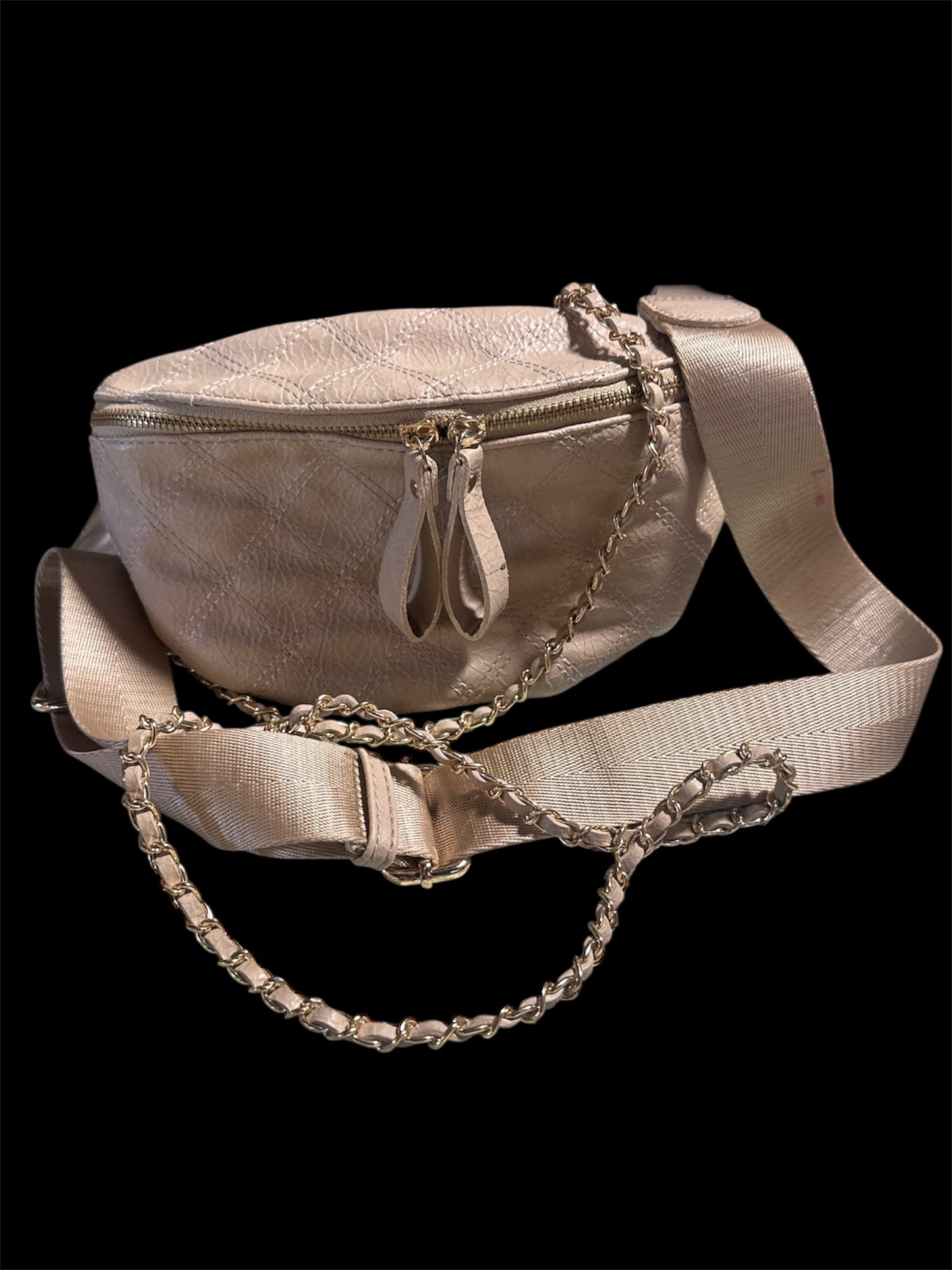 BEIGE URBAN EXPRESSIONS QUILTED CONVERTIBLE BELT BAG