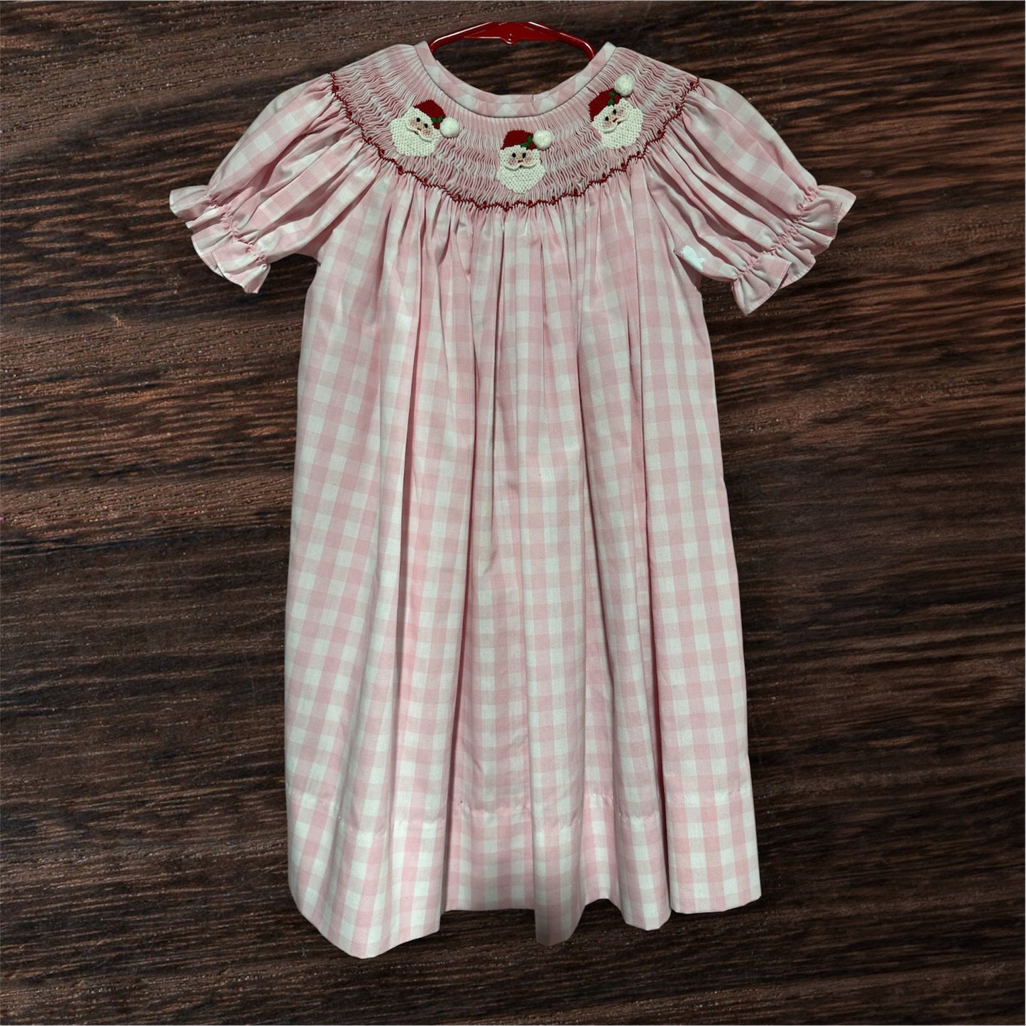 PINK/ WHITE DELANCY CHIRSTMAS SMOCK, 2T