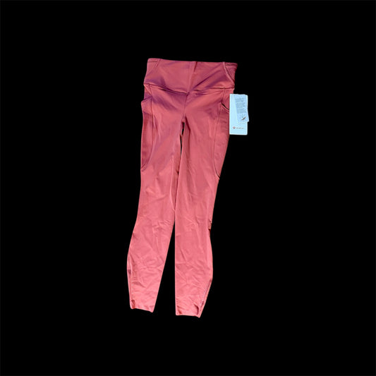 CORAL LULULEMON FAST AND FREE LEGGINGS, 6
