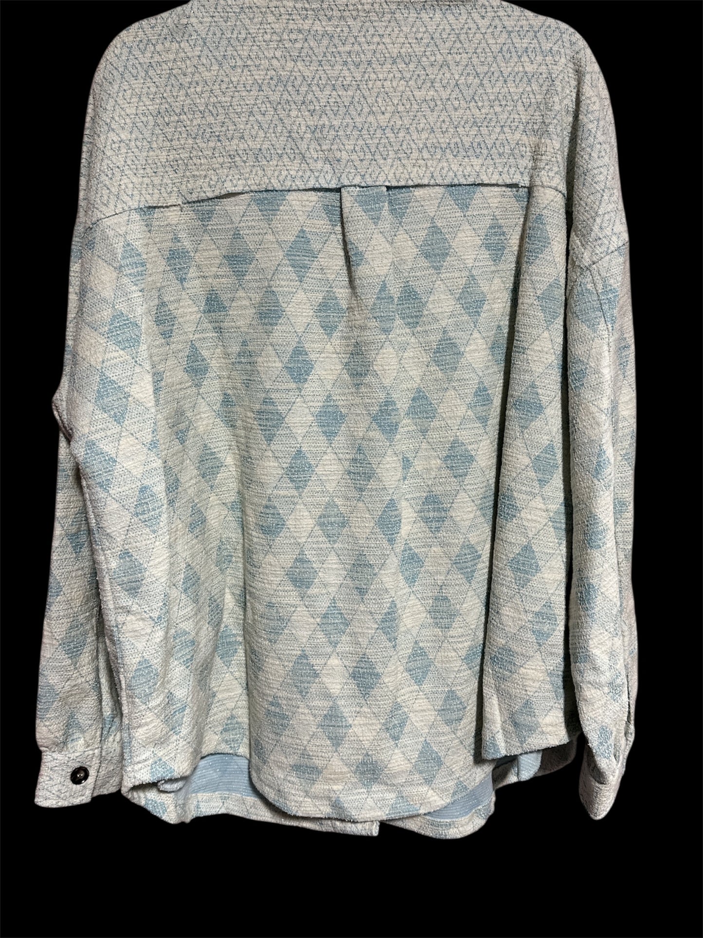 BLUE/ WHITE WHITE BIRCH BLACK LABLE SHACKET, XL