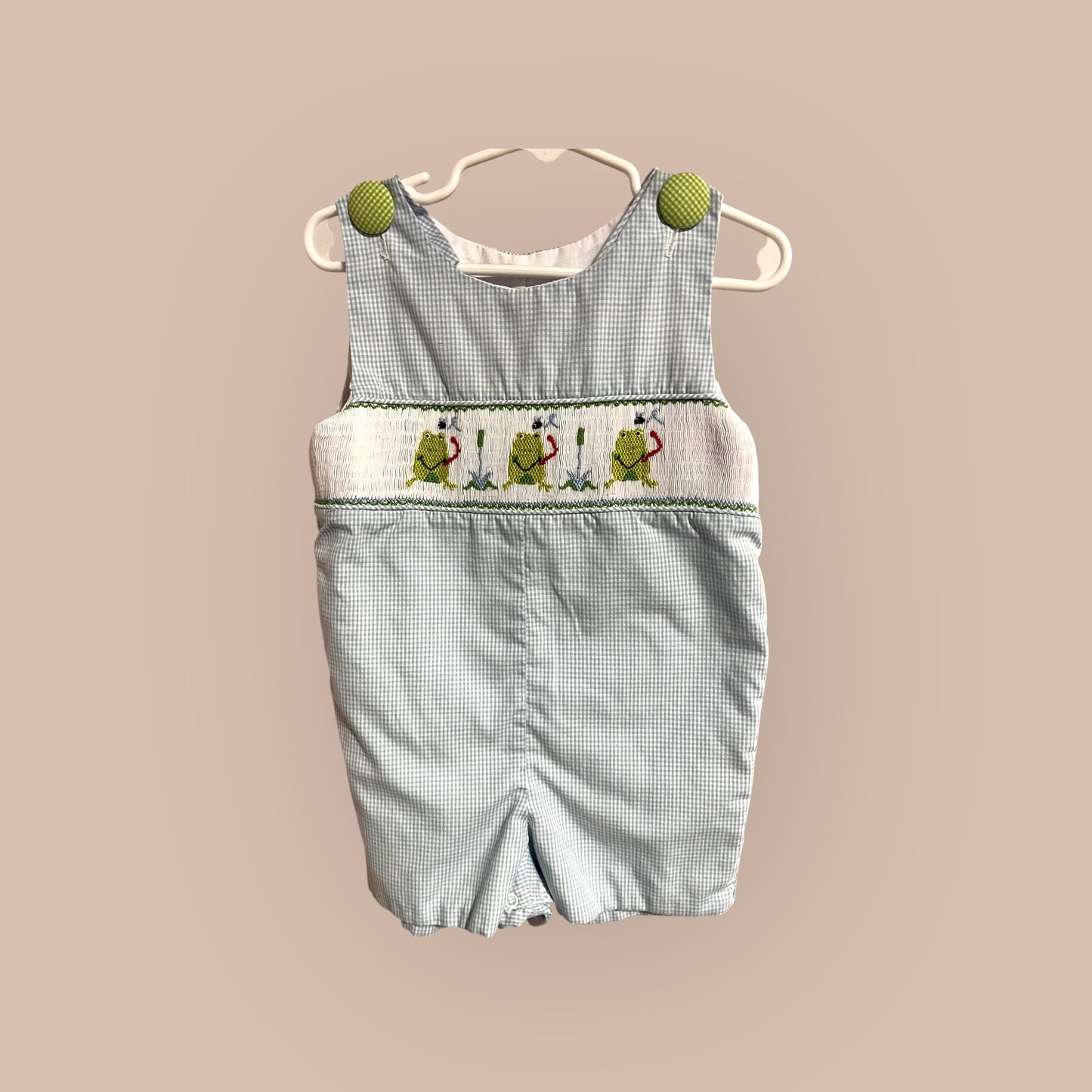 BLUE/ WHITE STITCHED & SMOCKED SMOCKED, 24 MONTH