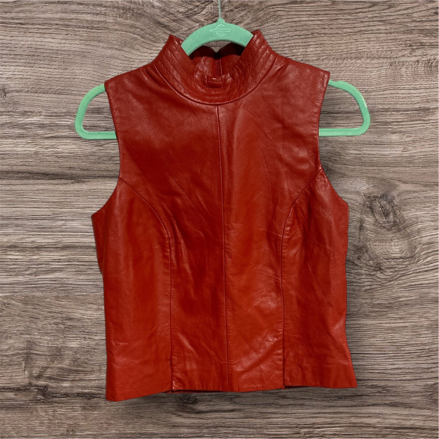 RED VEST LEATHER VEST, MED