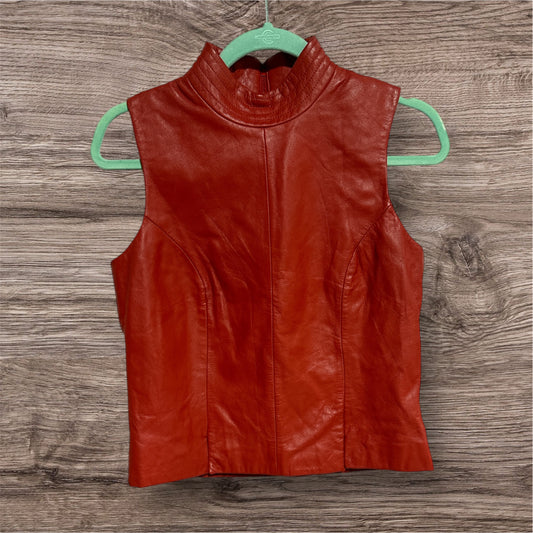 RED VEST LEATHER VEST, MED