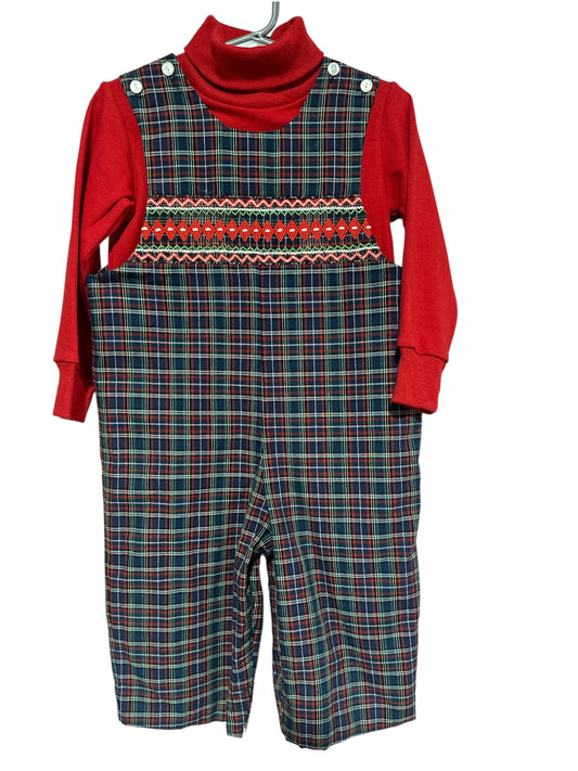 RED/ BLUE ZUCCINI CHRISTMAS SMOCK, 18M