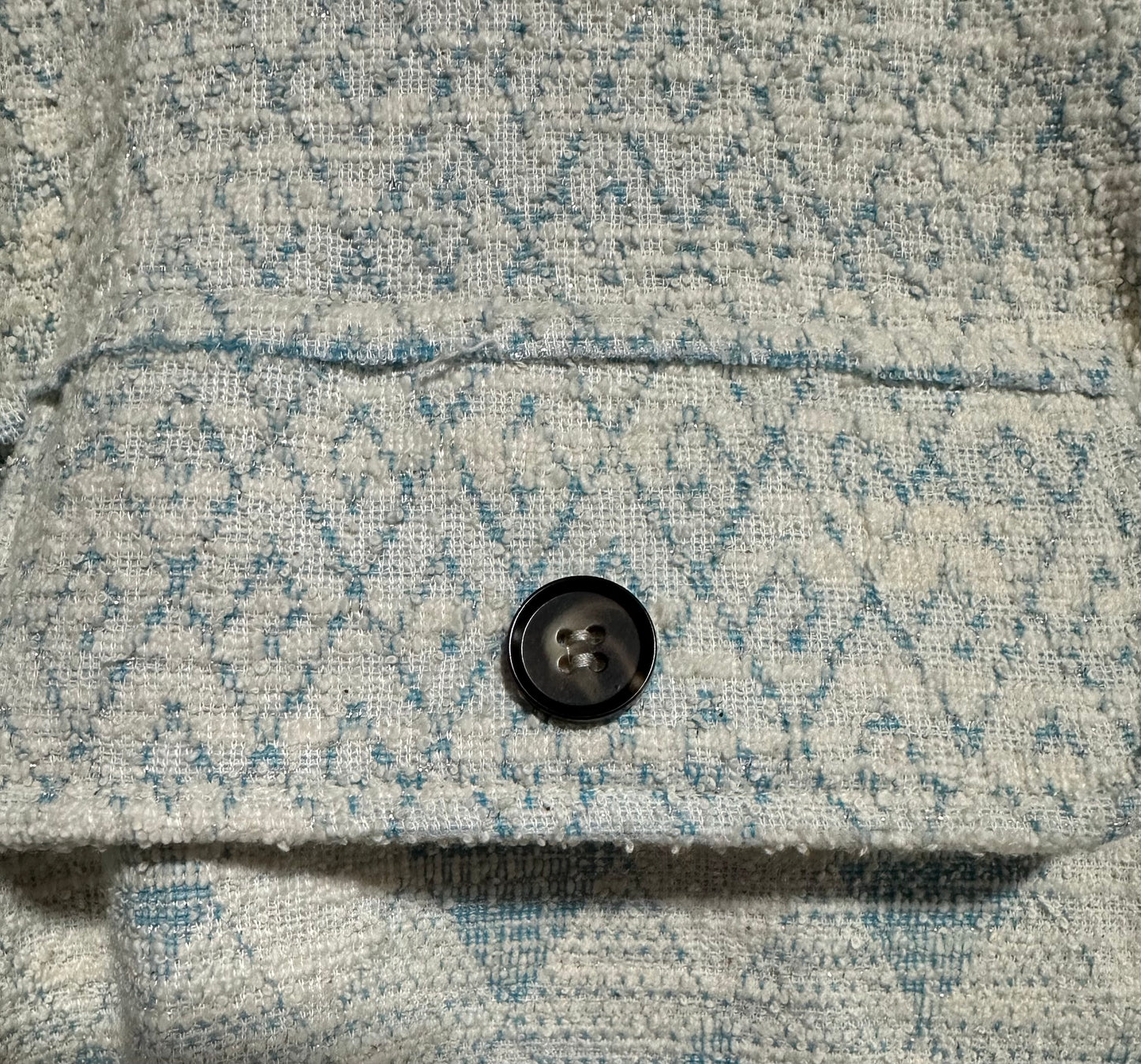 BLUE/ WHITE WHITE BIRCH BLACK LABLE SHACKET, XL