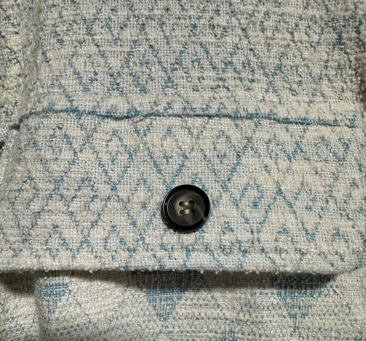 BLUE/ WHITE WHITE BIRCH BLACK LABLE SHACKET, XL