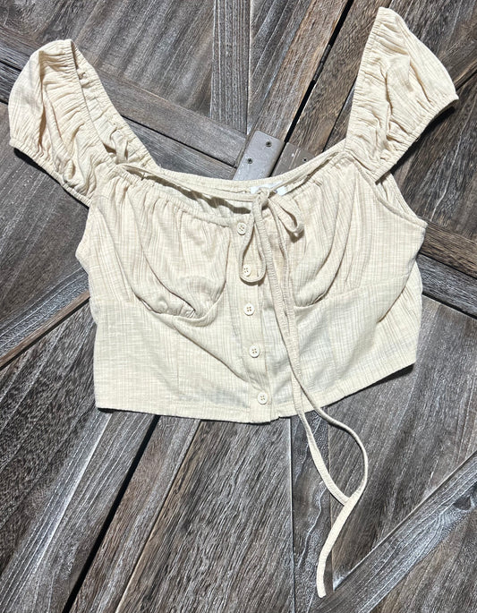 CREAM(NWT) LELIS CROP TOP, LARGE