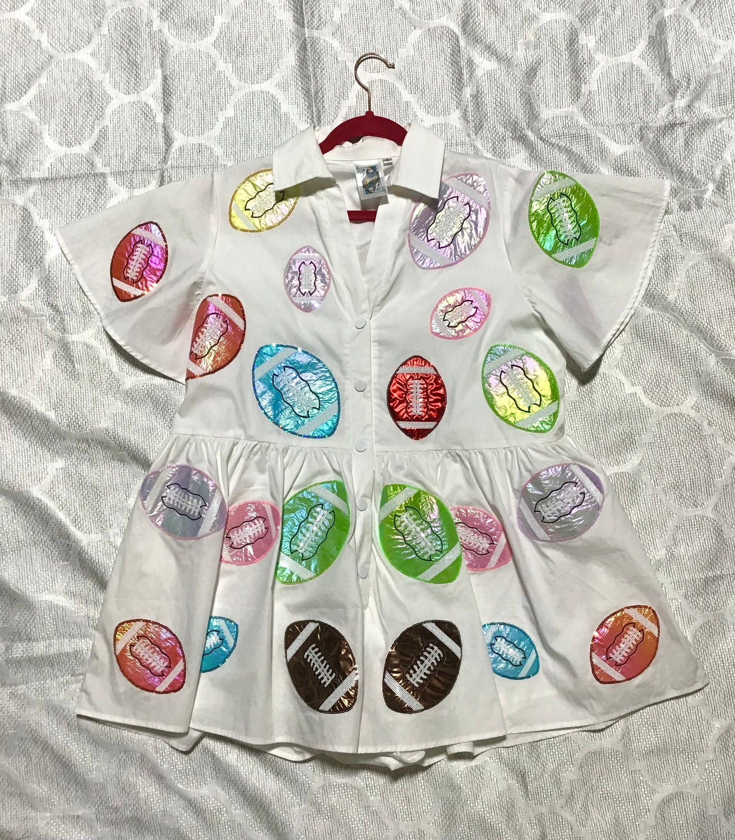 QUEEN OF SPARKLES FOOTBALL ROMPER