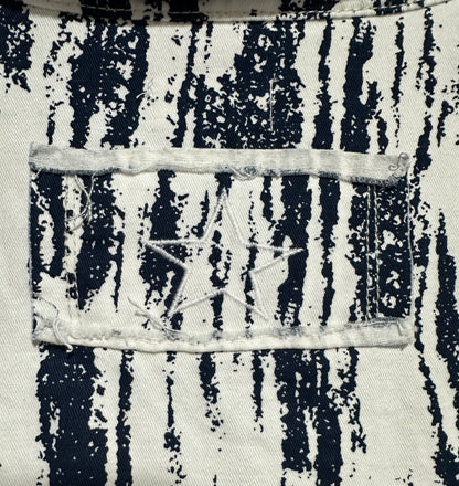 BLUE/ WHITE POL DISTRESSED SHACKET, SMALL