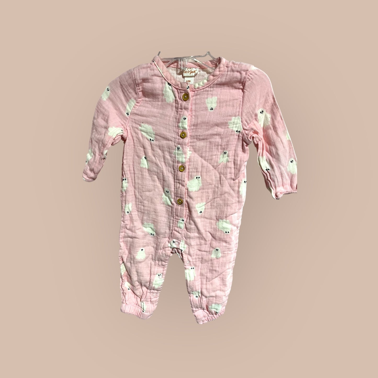 PINK/ WHITE CAT & JACK ROMPER, 6-9M