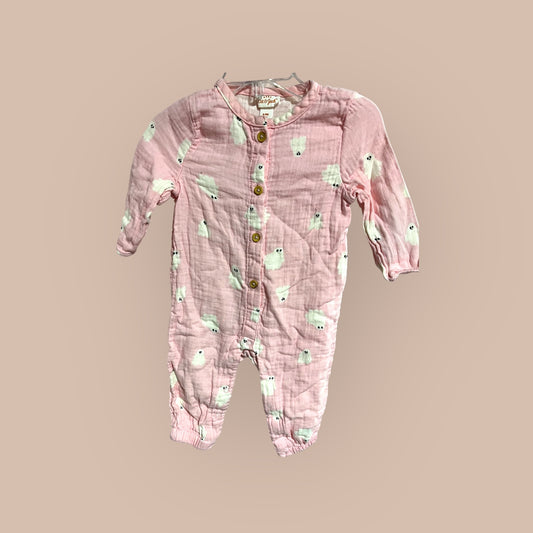 PINK/ WHITE CAT & JACK ROMPER, 6-9M