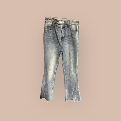 DENIM LIVERPOOL FRAYED HEM FLARE JEANS, 6