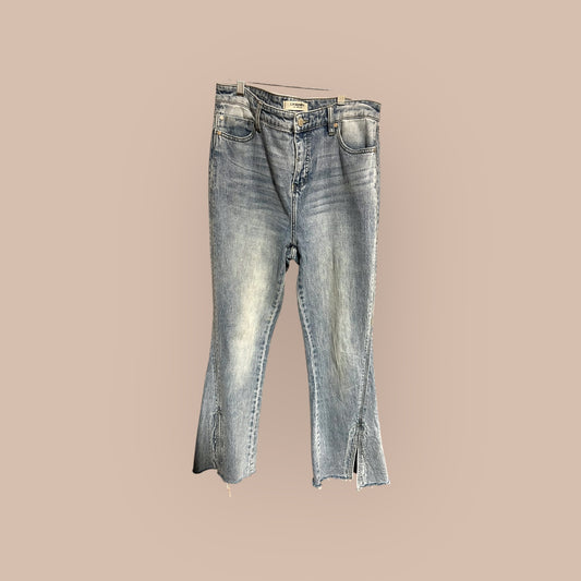 DENIM LIVERPOOL FRAYED HEM FLARE JEANS, 6