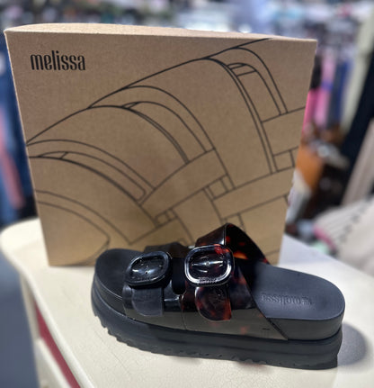 BLACK/ TORTOISE MELISSA SLIDES, 8