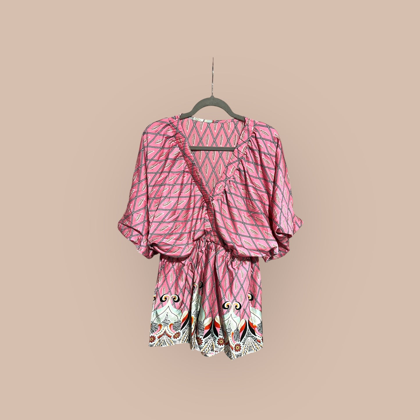 PINK/ MULTI ROMPER ROMPER, LARGE