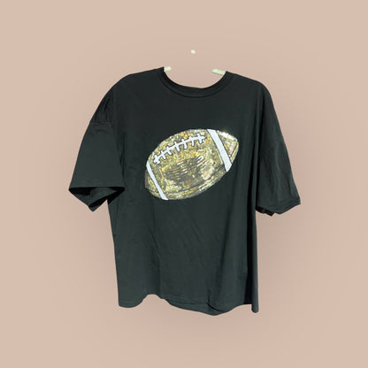 BLACK TIMING SEQUIN FOOTBALL TOP, MED