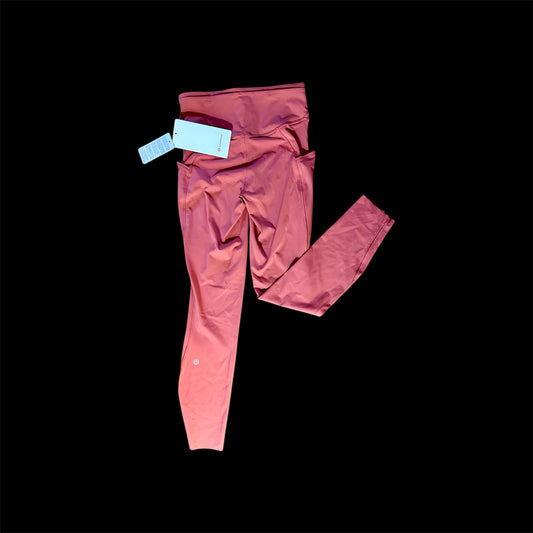 CORAL LULULEMON FAST AND FREE LEGGINGS, 6
