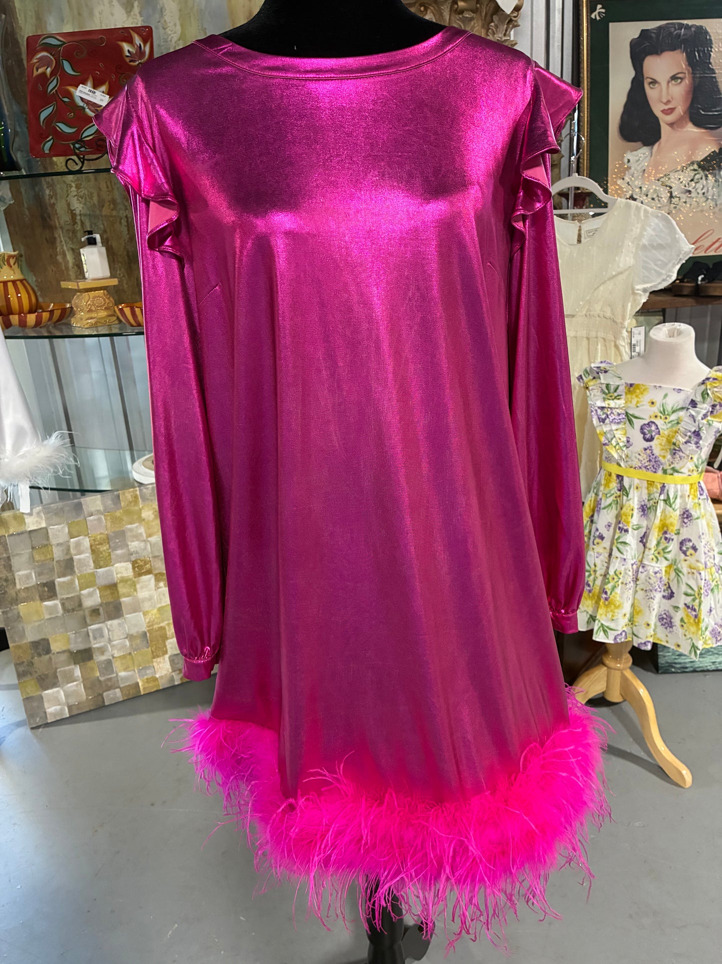 PINK JODIFL HOT PINK DRESS, LARGE