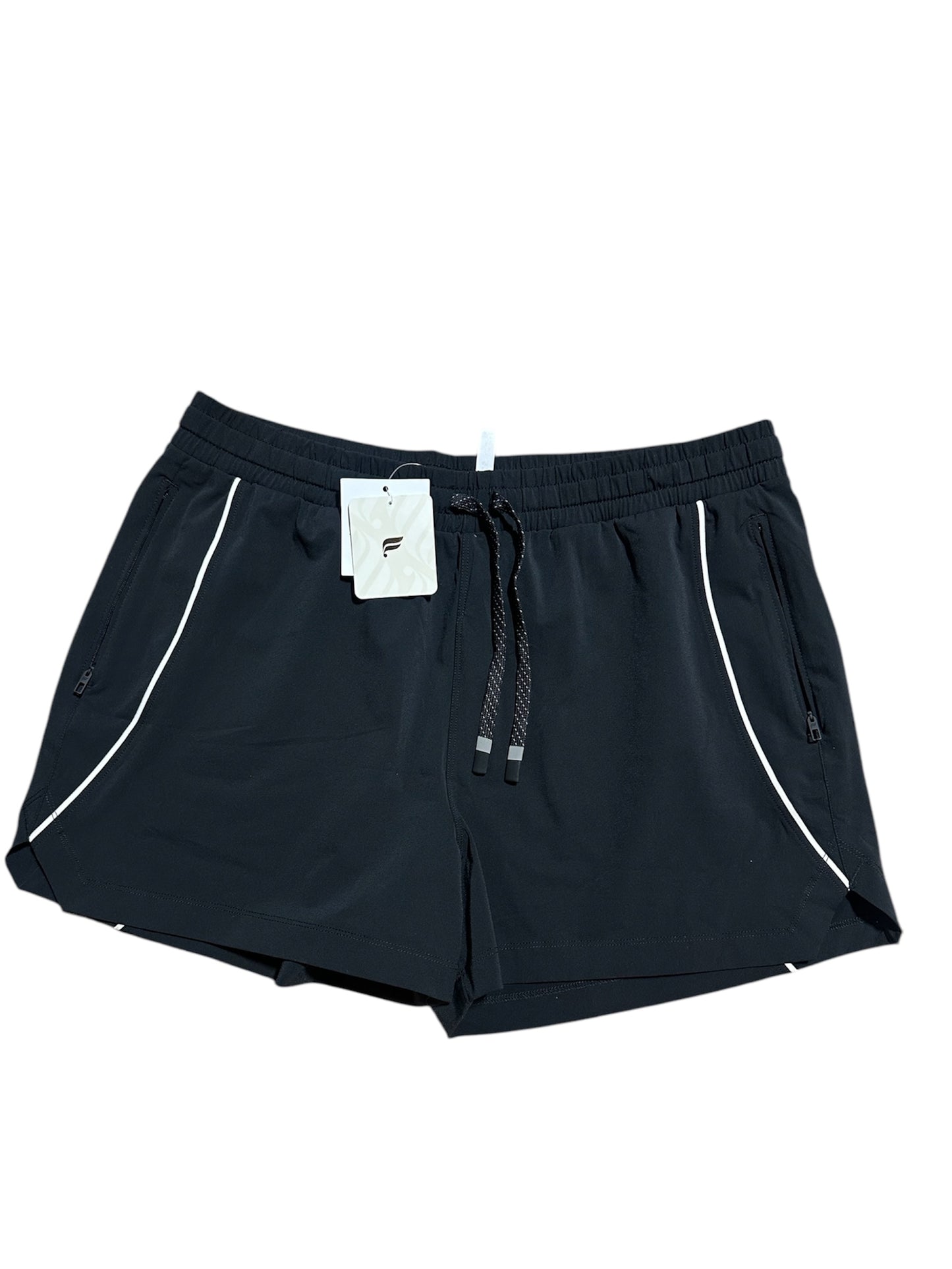 BLACK/ WHITE FABLETICS ATHLETIC SHORTS, LARGE