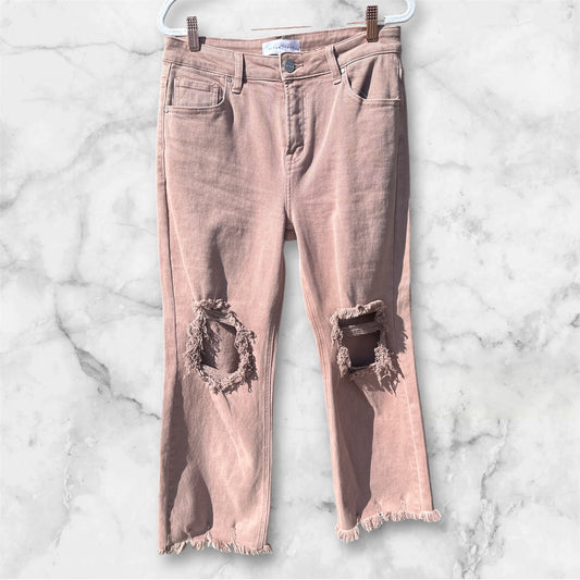 MAUVE RISEN DISTRESSED JEANS, 9