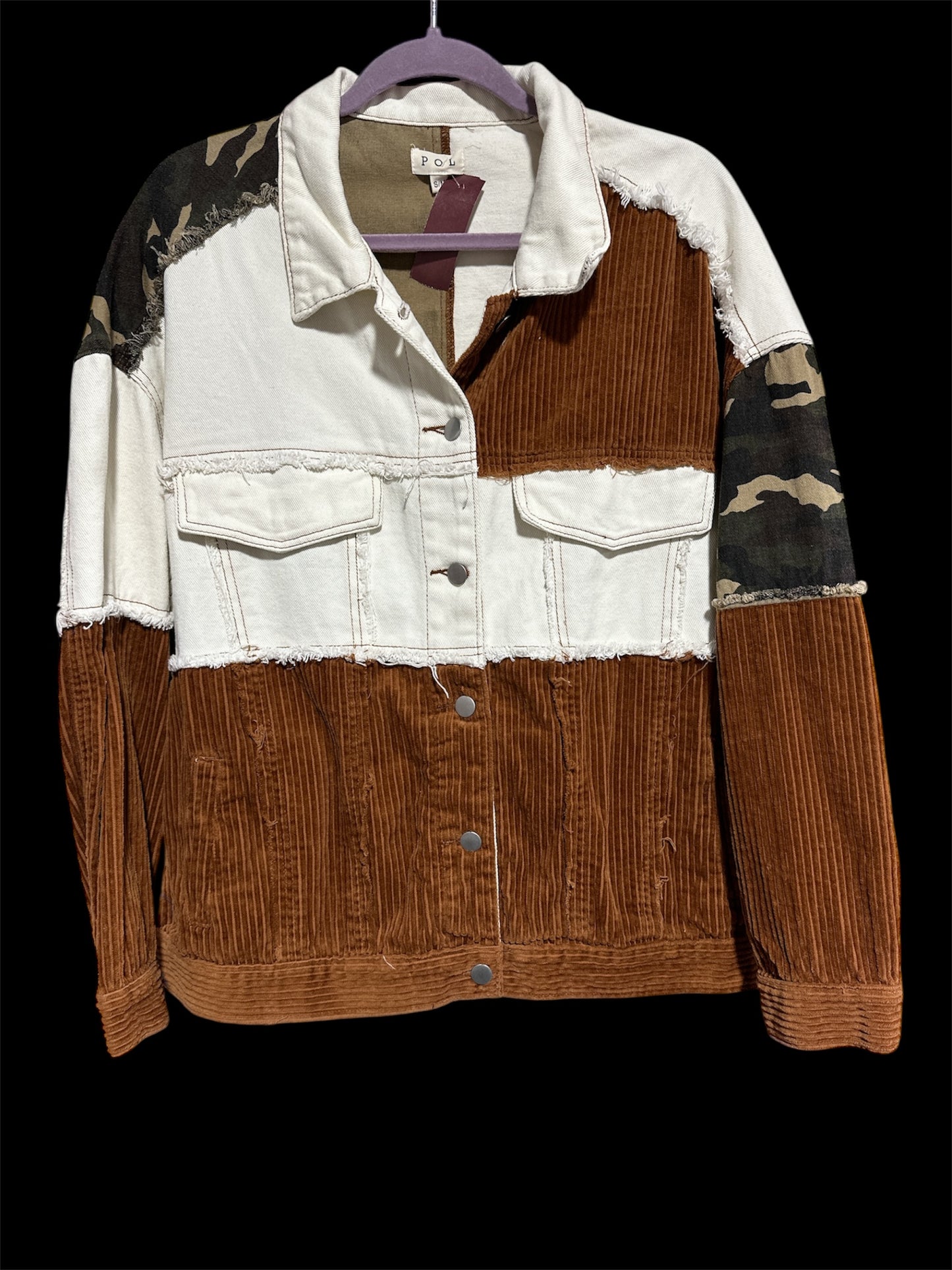 BROWN/ CAMO/ CREAM POL JACKET, S/M