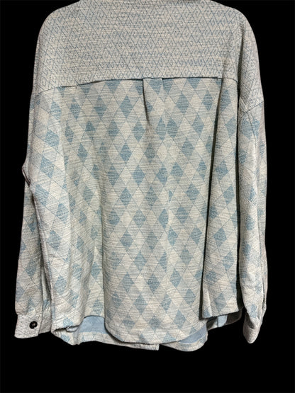 BLUE/ WHITE WHITE BIRCH BLACK LABLE SHACKET, XL