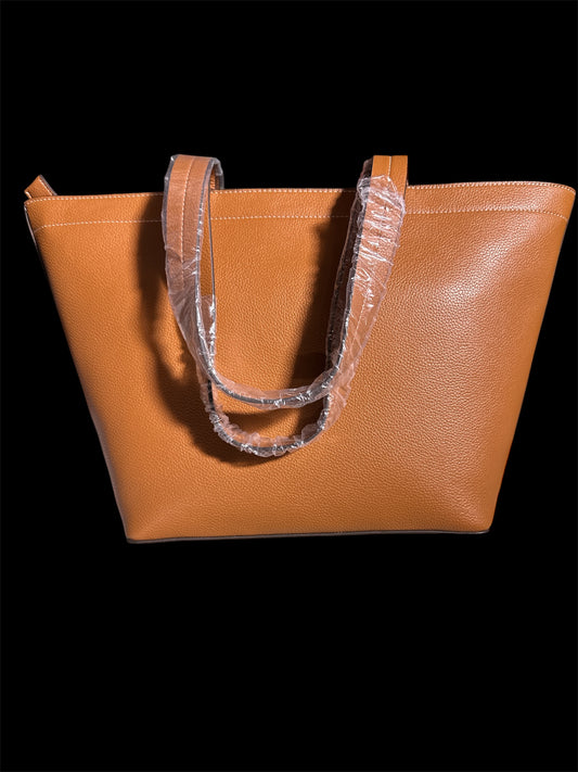 BROWN VERA BRADLEY EAST WEST LEATHER TOTE