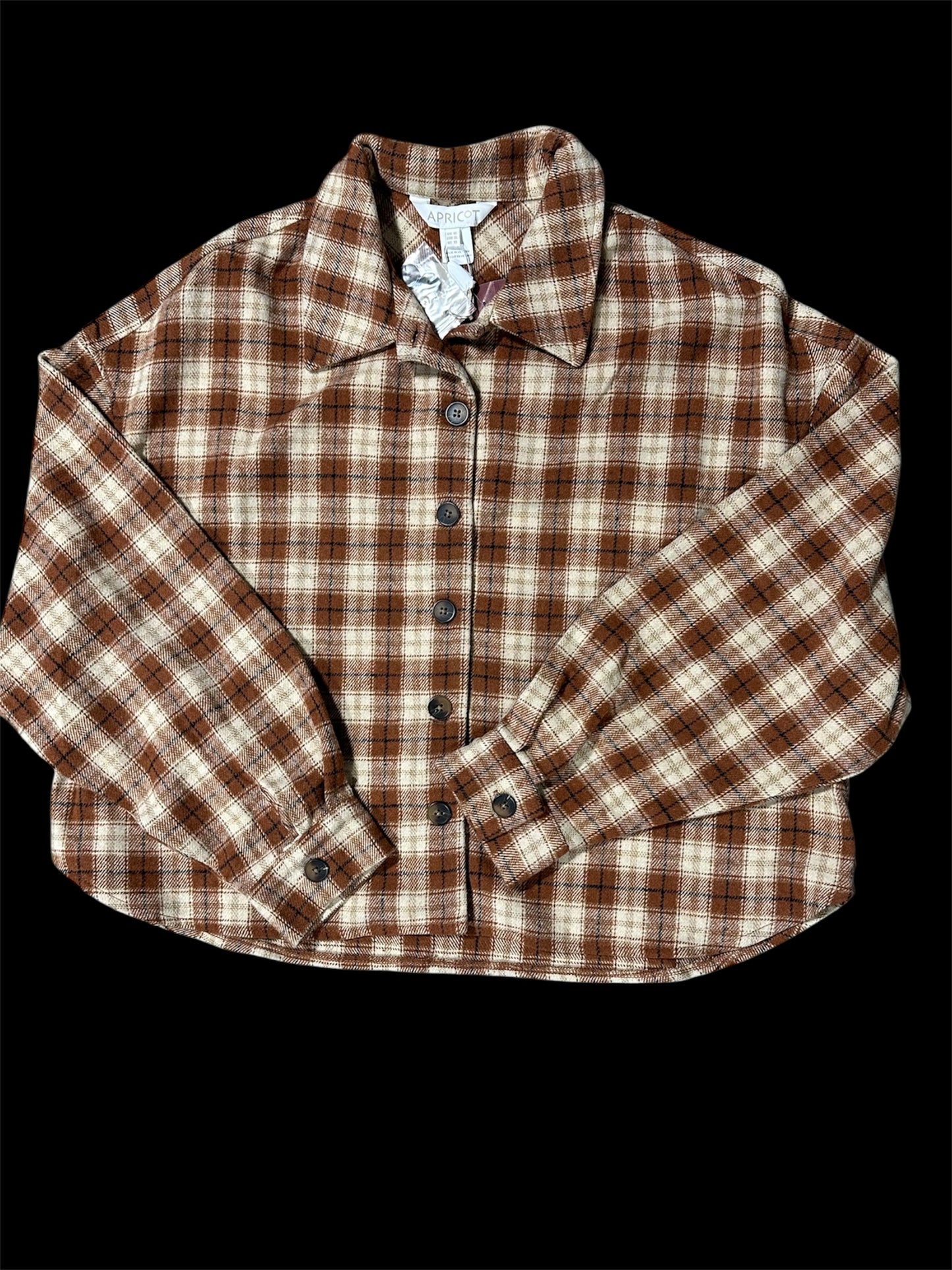 BROWN/ PLAID APRICOT SHACKET(NWT), 12