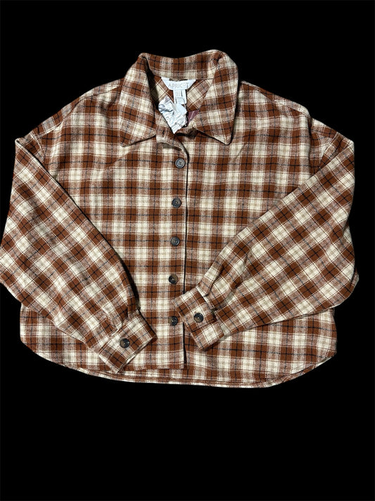 BROWN/ PLAID APRICOT SHACKET(NWT), 12