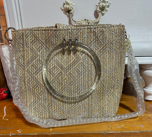 TAN AND GOLD GIANNI BINI PURSE-NEW