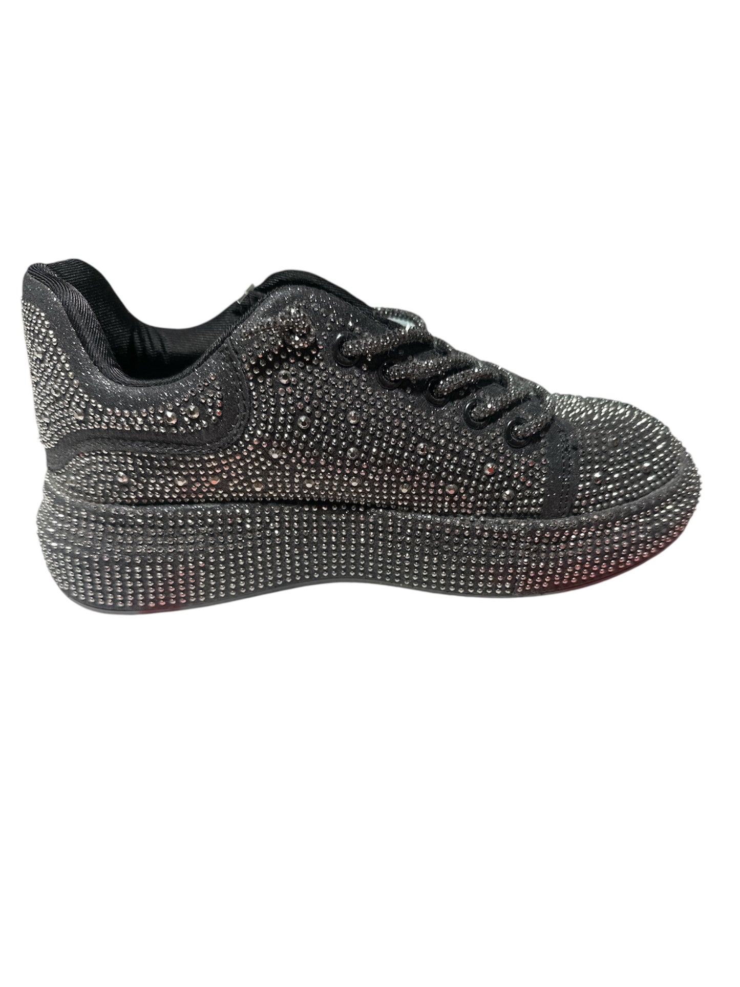 BLACK LILIANA RHINESTONE SNEAKERS, 6.5