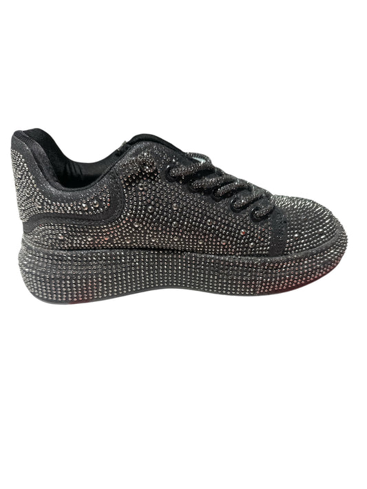 BLACK LILIANA RHINESTONE SNEAKERS, 6.5
