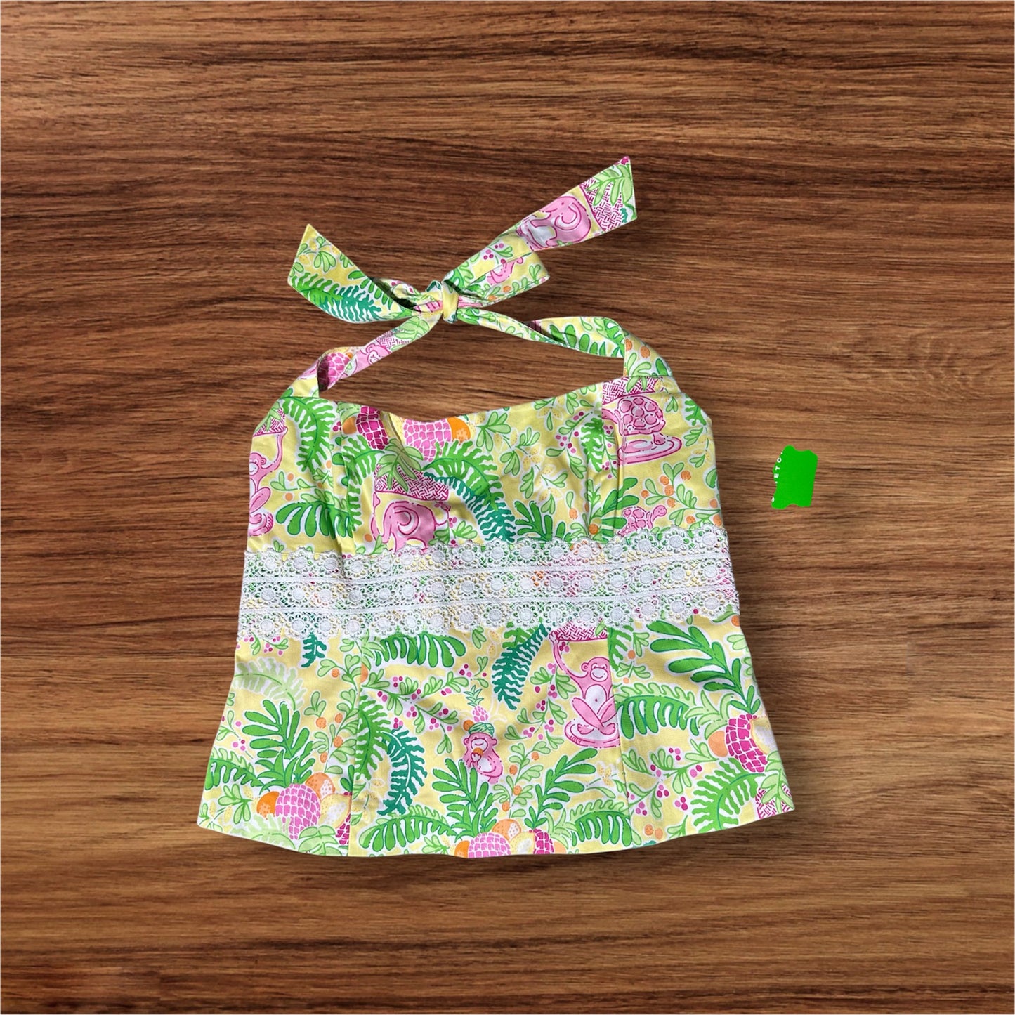 YELLOW LILLY PULITZER HALTER SATEEN TOP, 12