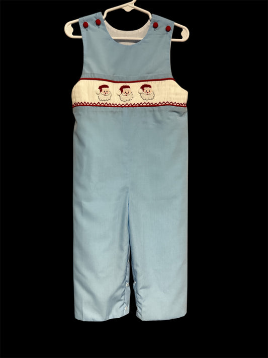 BLUE/ WHITE/ RED PLEATS & STITCHES CHIRSTMAS SMOCK, 2T