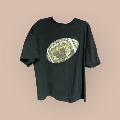 BLACK TIMING SEQUIN FOOTBALL TOP, MED