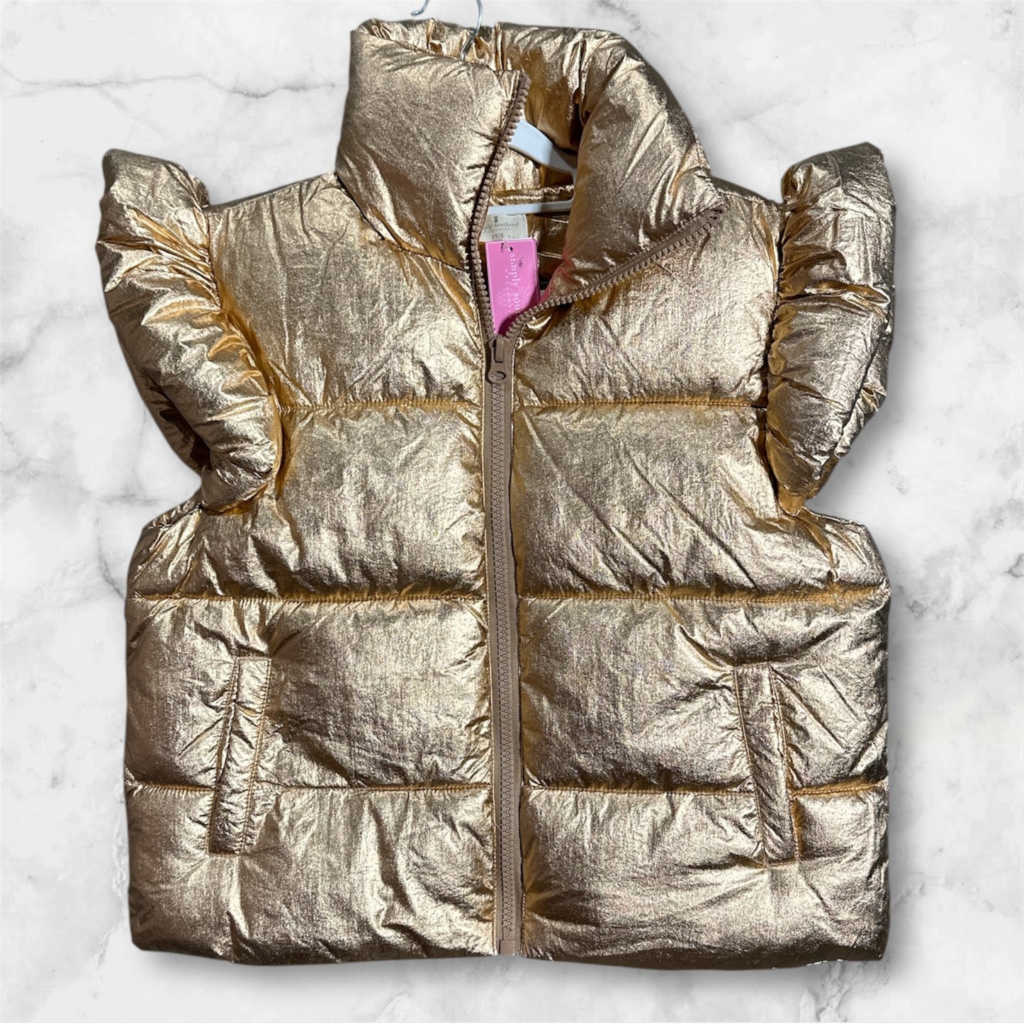 GOLD SIMPLY SOUTHERN PUFFER VEST, XS-S